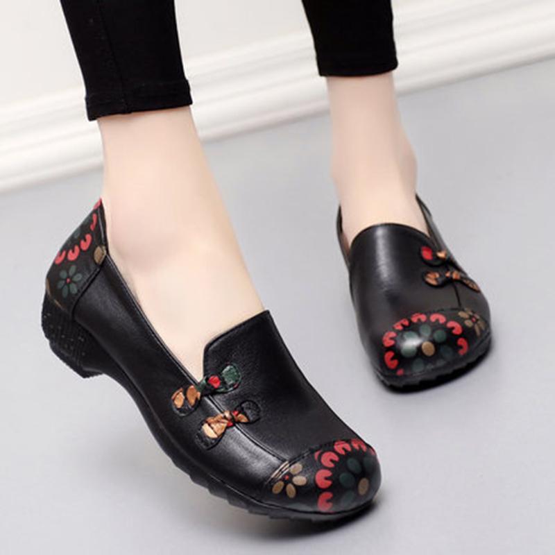 Autumn And Spring Ethnic Wild Size Women's Shoes 34-43 2019 April New 34 Black-Red 