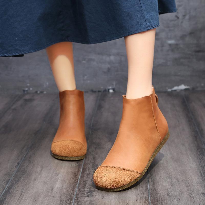 Autumn And Winter Flat Retro Boots 2019 March New 35 Camel 