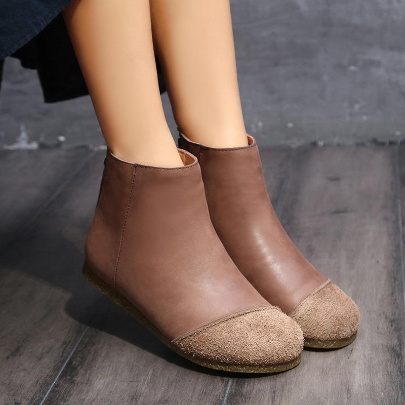 Autumn And Winter Flat Retro Boots 2019 March New 35 Coffee 