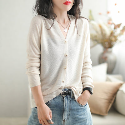 Autumn Casual Fashin Knitted Cardigan Aug 2023 New Arrival One Size Beige 