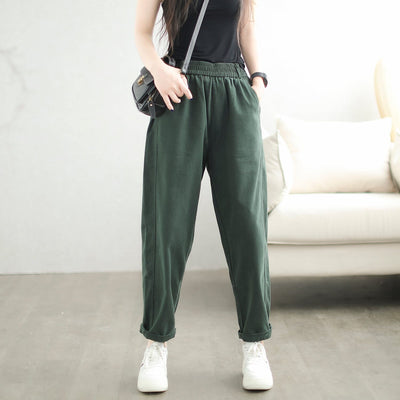 Autumn Casual Fashion Cotton Pants Aug 2023 New Arrival One Size Dark Green 