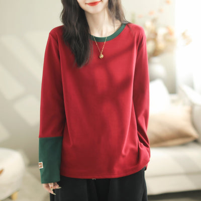 Autumn Casual Fashion Patchwork Loose T-Shirt Oct 2023 New Arrival 