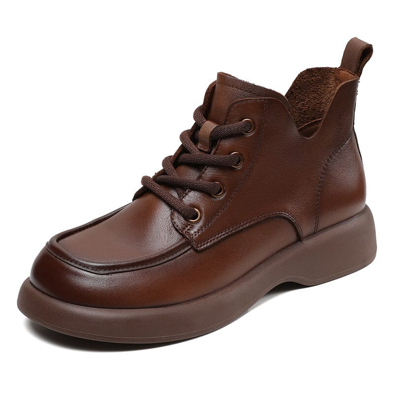Autumn Casual Fashion Soft Leather Ankle Boots Aug 2023 New Arrival Brown 35 