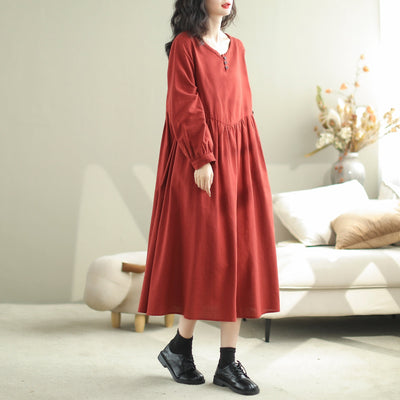 Autumn Casual Fashion Solid Loose A-Line Dress Oct 2023 New Arrival 