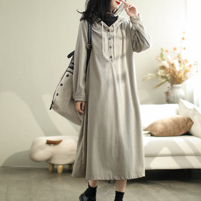 Autumn Casual Fashion Solid Stripe Cotton Dress Oct 2023 New Arrival 