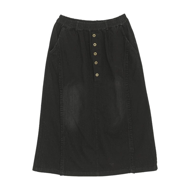 Autumn Casual Minimalist Cotton Denim Skirt