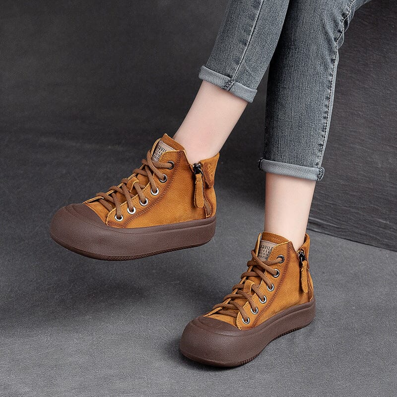 Autumn Casual Retro Leather Thick Soled Ankle Boots