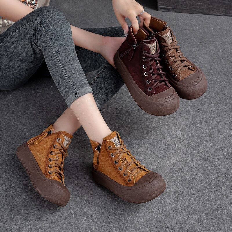 Autumn Casual Retro Leather Thick Soled Ankle Boots