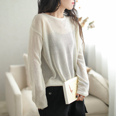 Autumn Casual Stylish Minimalist Stripe Knitted Top Aug 2023 New Arrival 