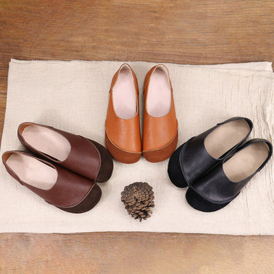 Autumn Classic Leather Flat Women Shoes - Babakud