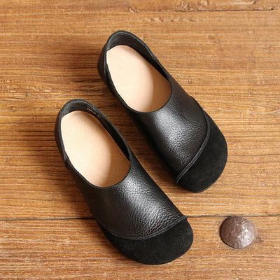 Autumn Classic Leather Flat Women Shoes - Babakud