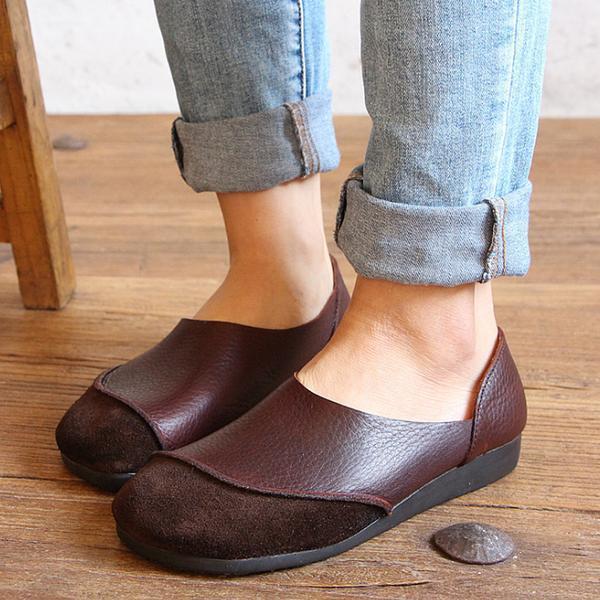 Autumn Classic Leather Flat Women Shoes
