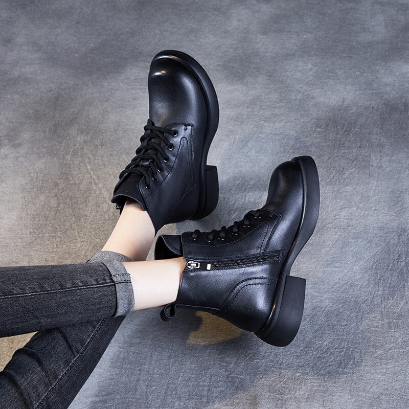 Autumn Classic Patchwork Leather Casual Ankle Boots