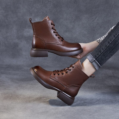 Autumn Classic Patchwork Leather Casual Ankle Boots
