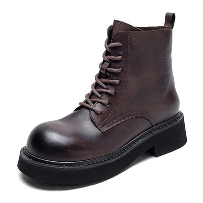 Autumn Classic Retro Leather Thick Soled Boots