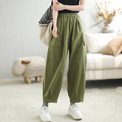Autumn Cotton Loose Solid Casual Harem Pants Sep 2023 New Arrival 