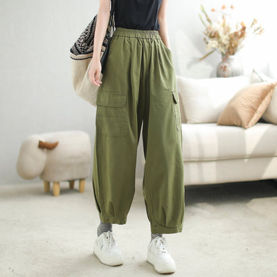 Autumn Cotton Loose Solid Casual Harem Pants Sep 2023 New Arrival 