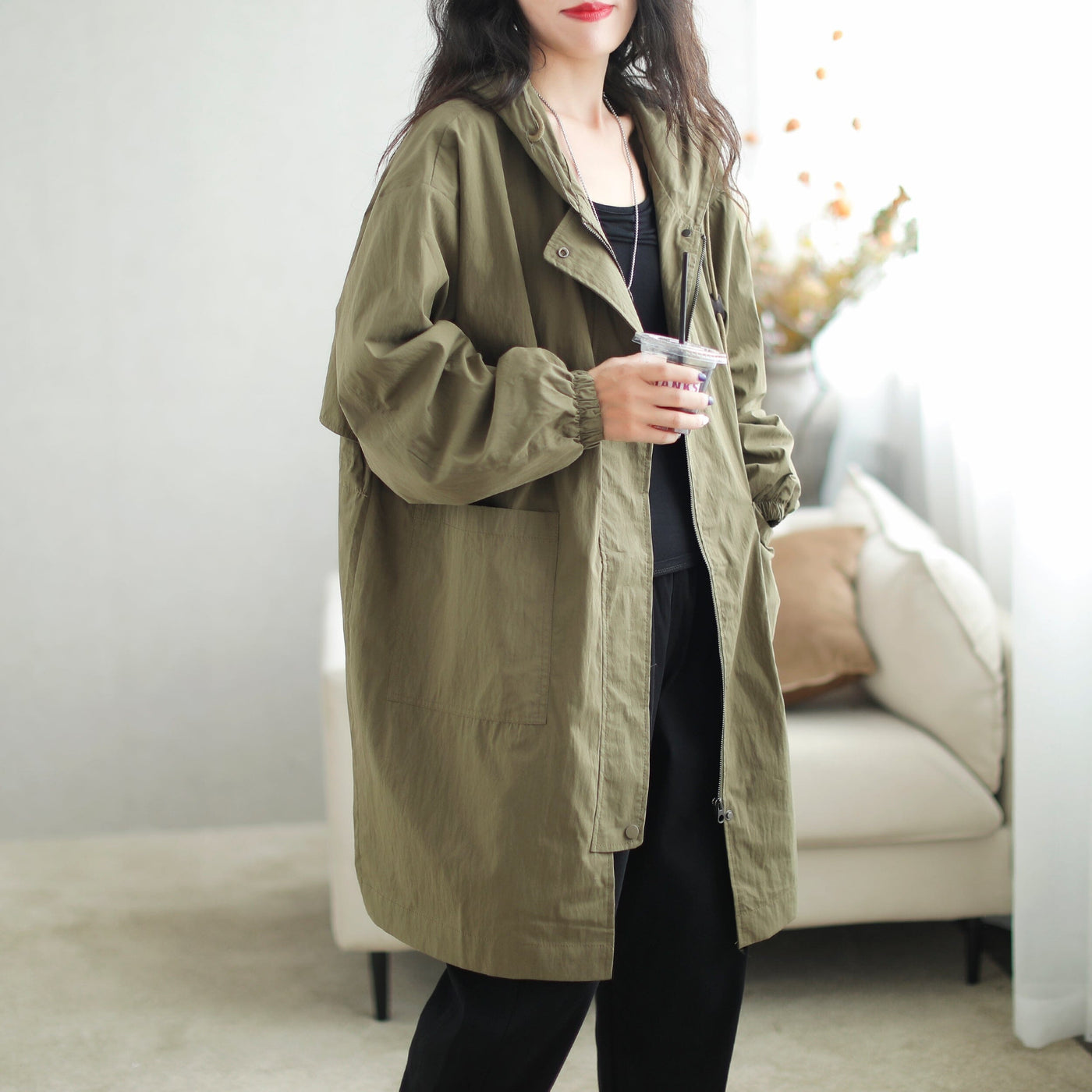 Autumn Fashion Casual Solid Fashion Hooded Overcoat