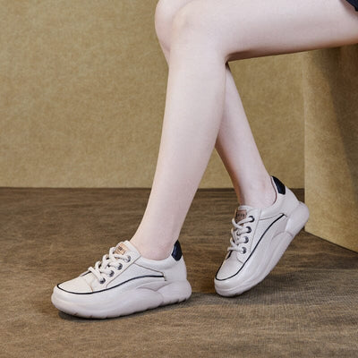 Autumn Fashion Leather Thick Soled Casual Shoes