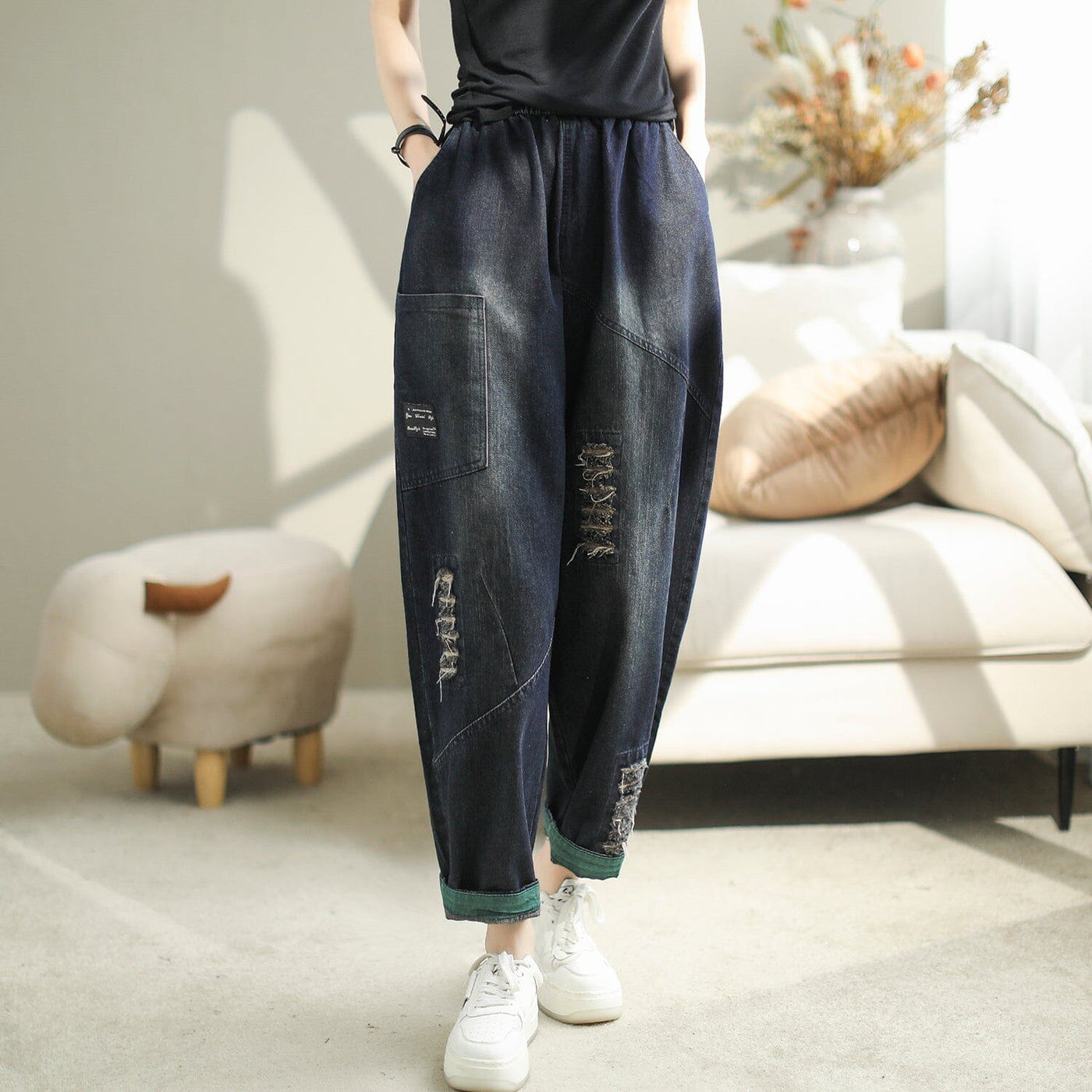 Autumn Fashion Ripped Patchwork Pants Sep 2023 New Arrival 