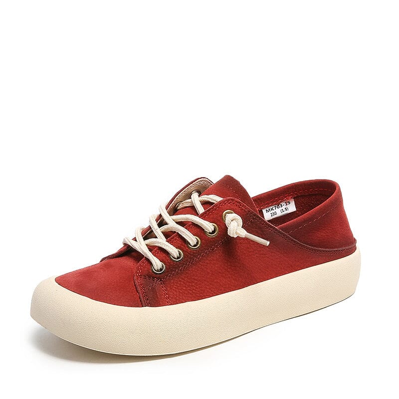 Autumn Fashion Soft Leather Casual Shoes Aug 2023 New Arrival Red 35 