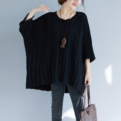 Autumn Knit Sweater Loose Pullover September 2020 new arrival Black ONE 