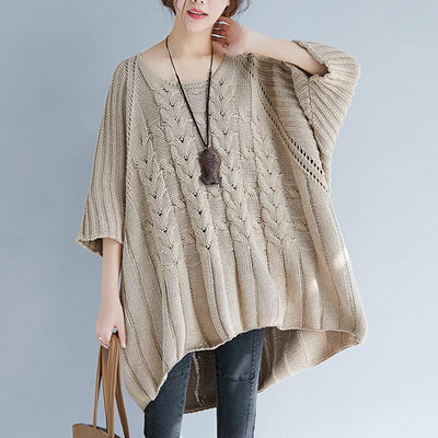 Autumn Knit Sweater Loose Pullover September 2020 new arrival Khaki ONE 