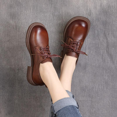 Autumn Leather Round Head Casual Shoes
