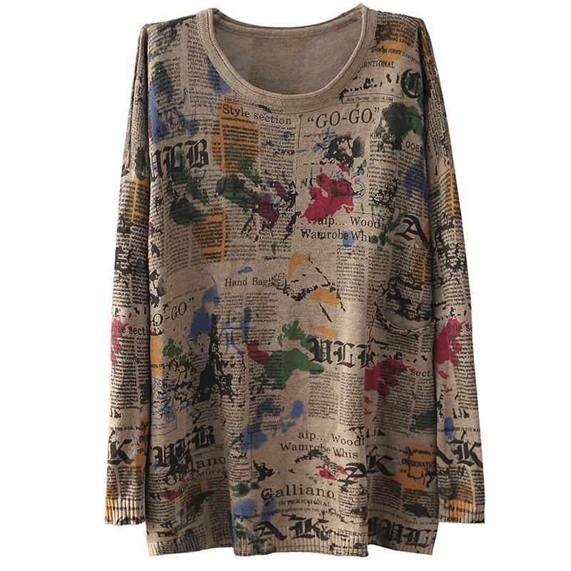 Autumn Long Sleeve Vintage Letter Print Sweater July 2020-New Arrival 