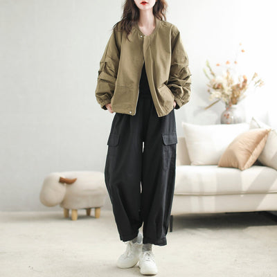 Autumn Loose Casual Patchwork Solid Jacket Sep 2023 New Arrival 