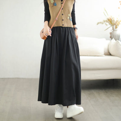 Autumn Minimalist Casual Solid A-Line Skirt