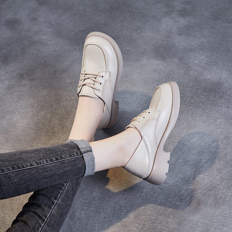 Autumn Minimalist Retro Solid Leather Casual Shoes Oct 2023 New Arrival 