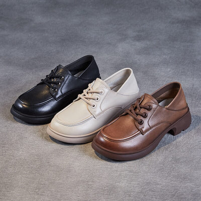Autumn Minimalist Retro Solid Leather Casual Shoes