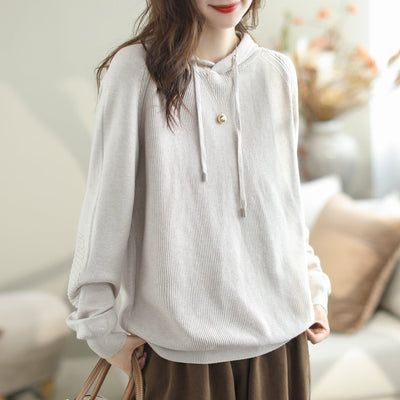 Autumn Minimalist Solid Casual Loose Hoodie Oct 2023 New Arrival 