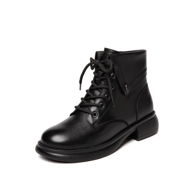 Autumn Retro Casual Leather Solid Boots