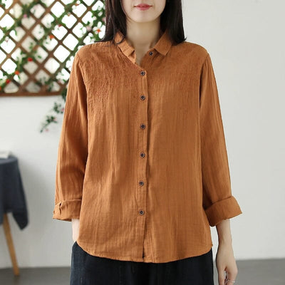 Autumn Retro Casual Loose Cotton Blouse