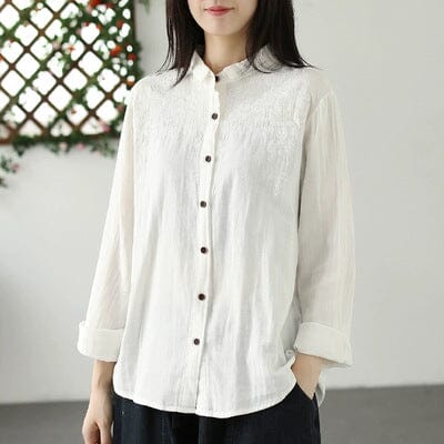 Autumn Retro Casual Loose Cotton Blouse