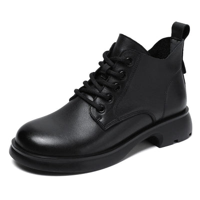 Autumn Retro Classic Soft Leather Ankle Boots Jul 2023 New Arrival Black 35 
