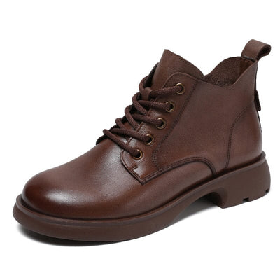 Autumn Retro Classic Soft Leather Ankle Boots Jul 2023 New Arrival Brown 35 