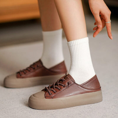 Autumn Retro Fashion Flat Leather Casual Shoes