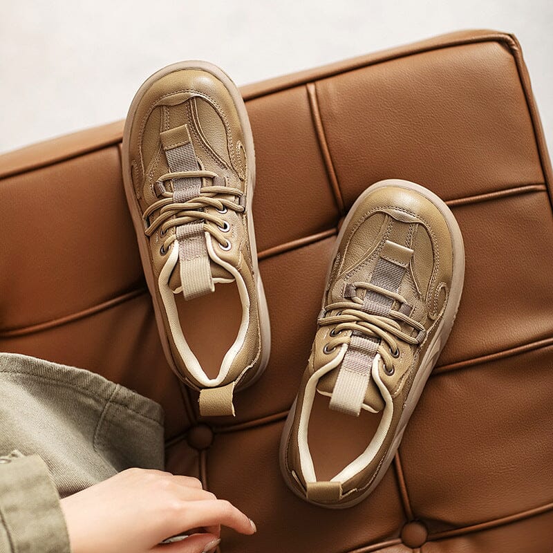 Autumn Retro Fashion Patchwork Leather Casual Shoes Aug 2023 New Arrival 
