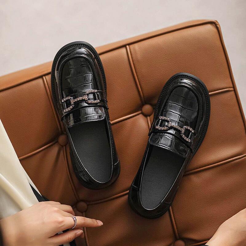 Autumn Retro Glossy Leather Casual Loafers