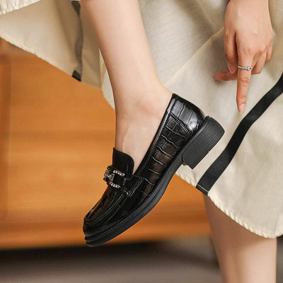 Autumn Retro Glossy Leather Casual Loafers Aug 2023 New Arrival 