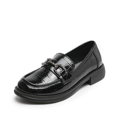 Autumn Retro Glossy Leather Casual Loafers Aug 2023 New Arrival Black 35 