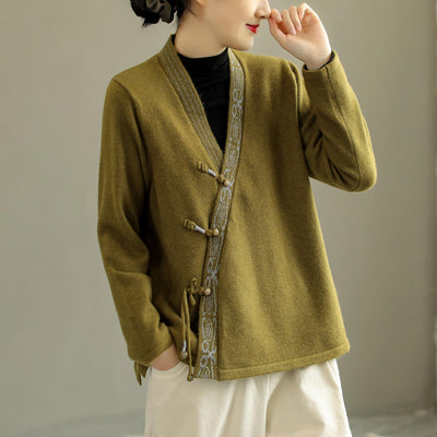 Autumn Retro Irregular Knitted Jacket For Women Sep 2022 New Arrival One Size Green 