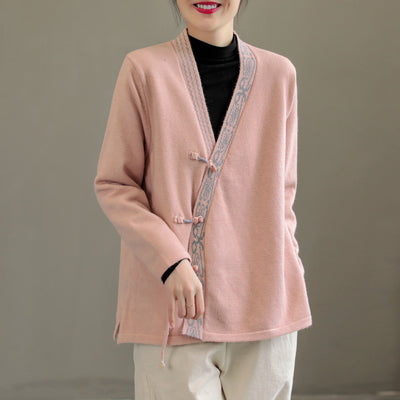 Autumn Retro Irregular Knitted Jacket For Women Sep 2022 New Arrival One Size Pink 