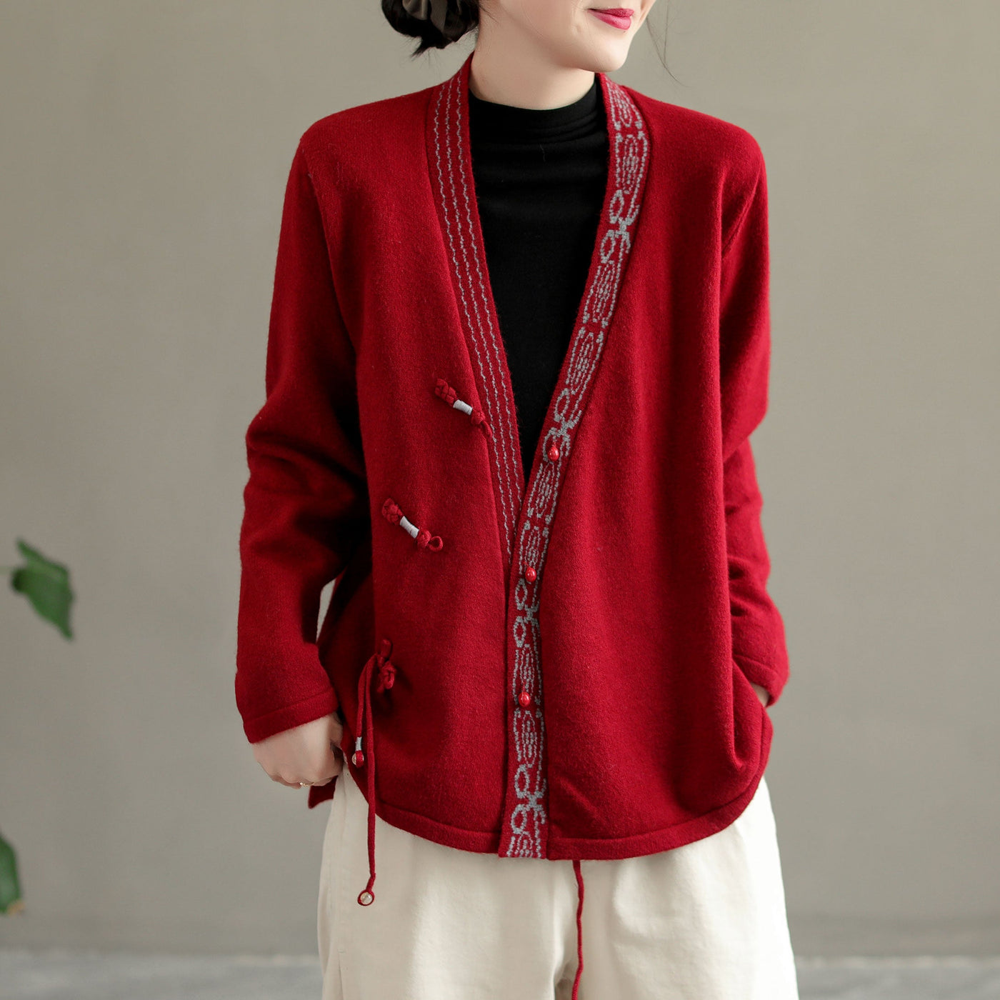 Autumn Retro Irregular Knitted Jacket For Women