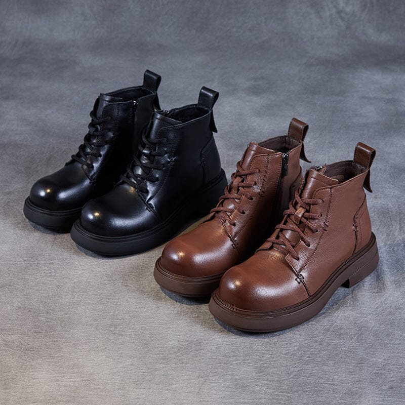 Autumn Retro Leather Casual Ankle Boots Aug 2023 New Arrival 