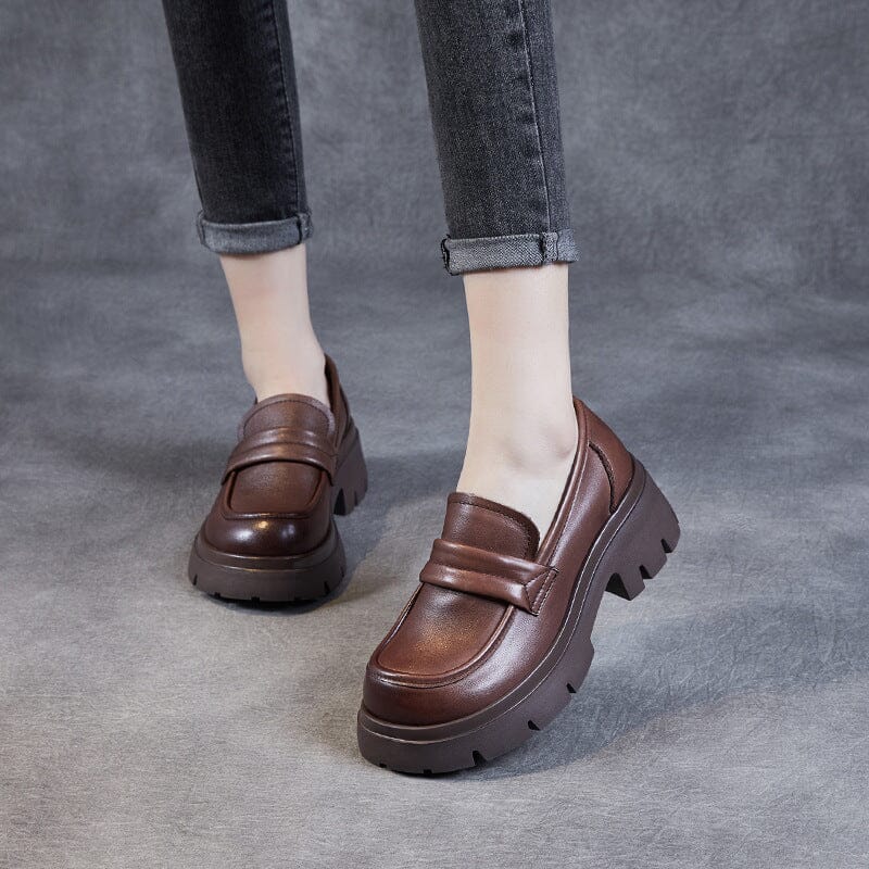 Autumn Retro Leather Casual Thick Sole Loafers Dec 2022 New Arrival 