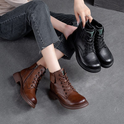 Autumn Retro Leather Minimalist Fashion Casual Boots